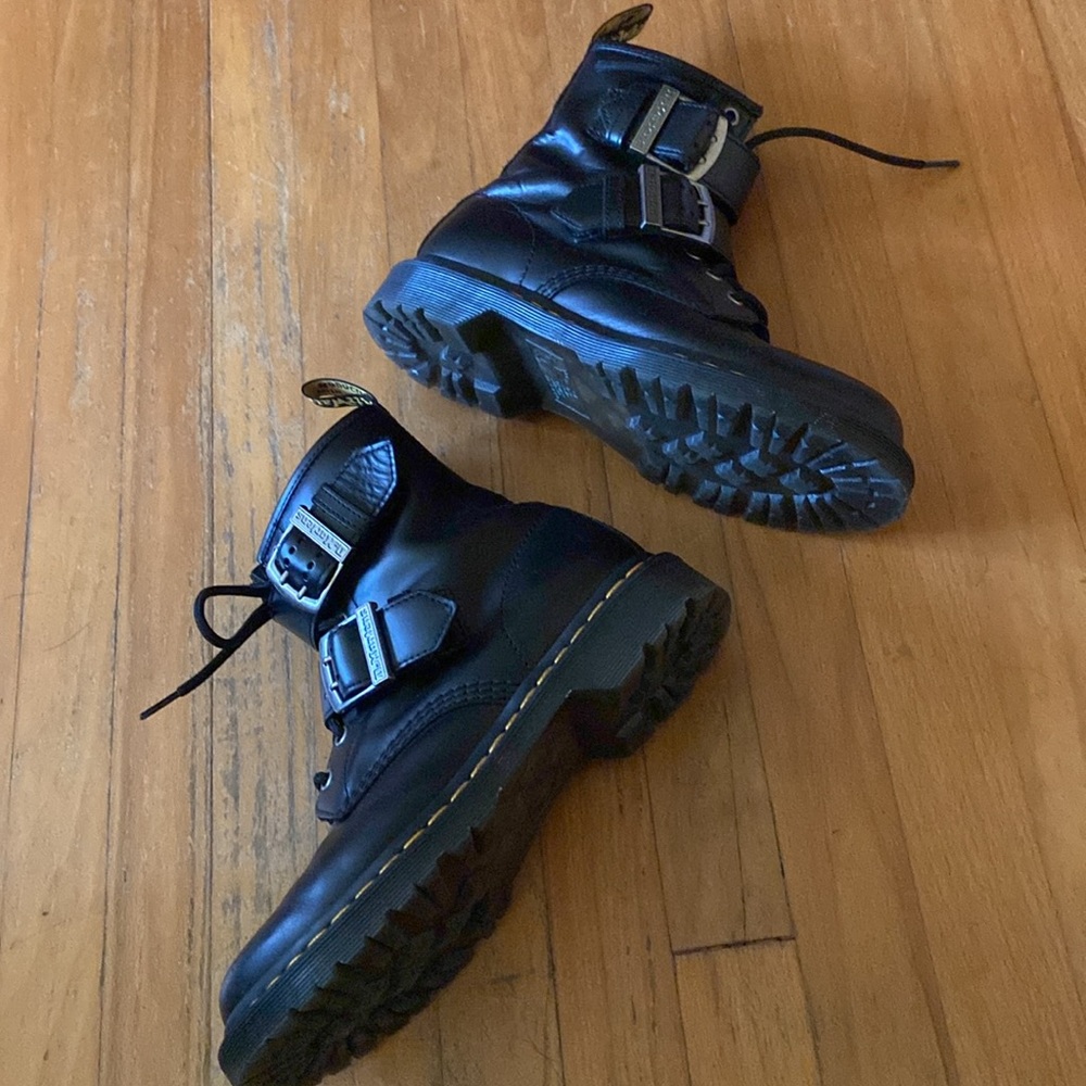 Dr. Martens 1460 Double Strap Black Leather Boots - Picture 3 of 11